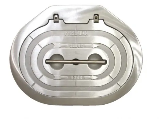 15x24 inch Oval Hatch, hinged, knife-edge seal - Complete Unit with Stainless Steel Ring