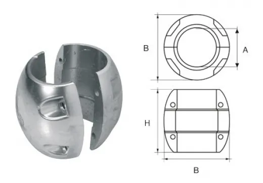 allpa Aluminium Anode für Ø20mm Welle kugelförmig