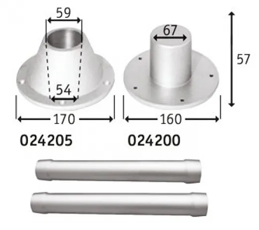 allpa Aluminium Tischbein Ausnehmbar 700mm