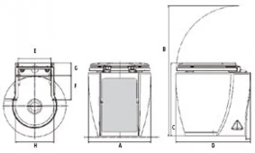 allpa Elektrisch Toilette Modell Laguna Standaard 24V 10A inkl Bedienungspanel