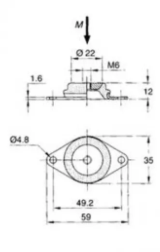 allpa EquiFrequency Motorlager 60 Shore Gewinde M6 59x35x12mm max 240N Steifheit 150Nmm