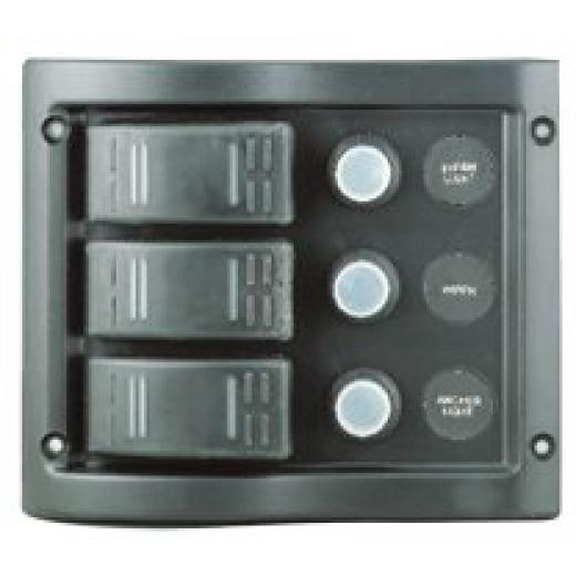 allpa Kunststoff Schalttafel 12V 3Schalter LEDIndikator inkl Labelsatz