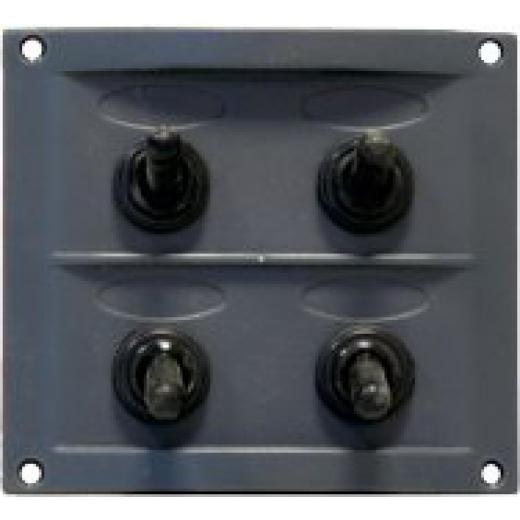 allpa Kunststoff Schalttafel 12V 4Schalter 15A Sicherungen inkl Labelsatz schwarz