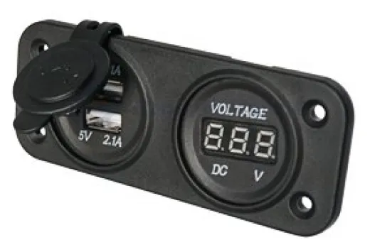 allpa Wasserdichter DC Steckdose 2x USB 1x Voltmeter Doppell