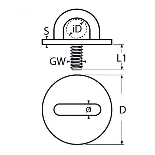 Augplatte rund mit Gewinde