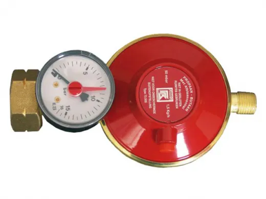 Druckregler Shell/Combi 30mbar 1/4 Außenlinksgewinde mit Manometer