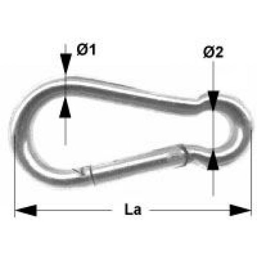 Edelst.-Karabinerhaken mit Auge 60x 6mm