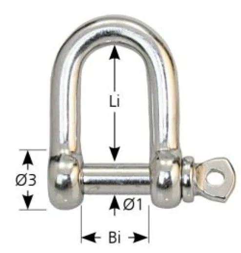 Edelstahlschäkel D-Form 10mm