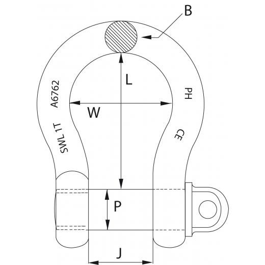 Edelst.Schäkel geschweift hochfest-SWL 9.0t Form A