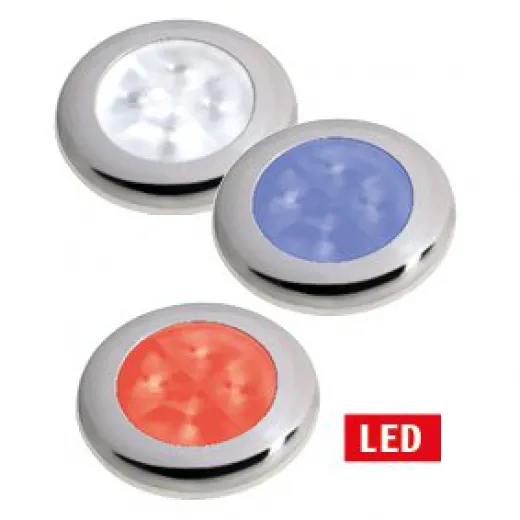 Hella SlimLine ROUND oriëntatieverlichting blauw 12V LED RVS gepolijste rand Ø72mm