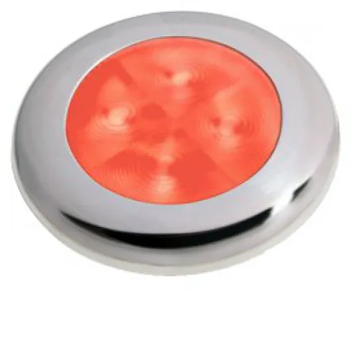 Hella SlimLine ROUND Orientierungsleuchten rot 12V LED NIRO poliert Rand Ø72mm