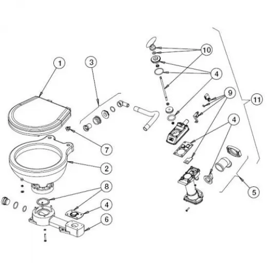 Johnson Pump Auslasskrümmer mit Dichtung für Toilette Johnson compact Modell