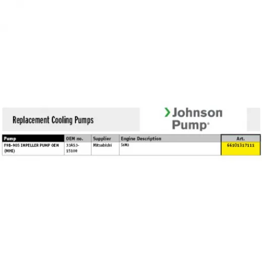 Johnson Pump Zelfaanzuigende bronzen koelwaterimpellerpomp F9B905 Mitsubishi