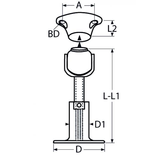 Magnet-Türhalter, justierbar, mit Aufbauplatte