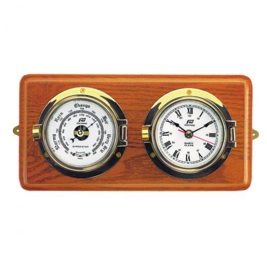 PLASTIMO 3 ZOLL UHR UND BAROMETER AUF TEAK