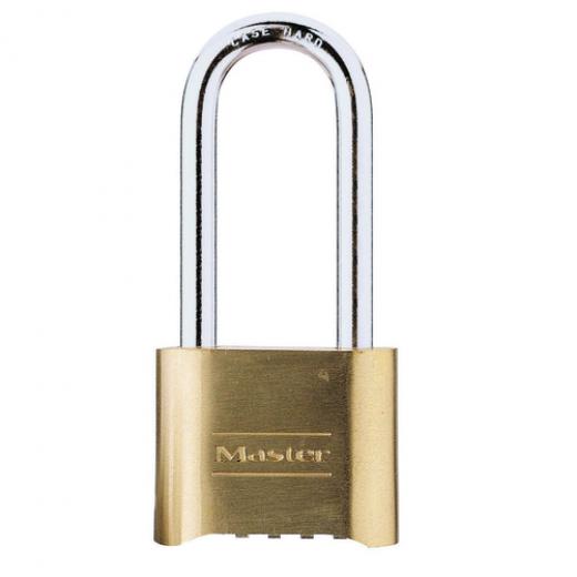 PLASTIMO PADLOCK BRASS CODE 51MM LONG SHACKLE