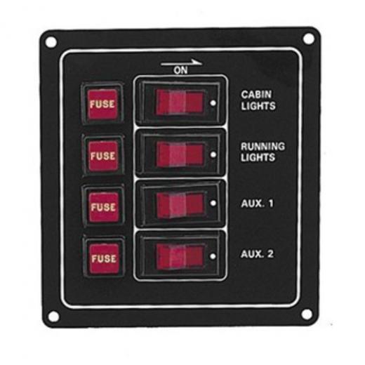 PLASTIMO SWITCH PANEL 4 GANG BLACK