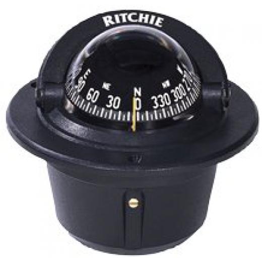 Ritchie Kompass Modell Explorer F50 12V Einbaukompass Rose Ø69 9mm 5º schwarz
