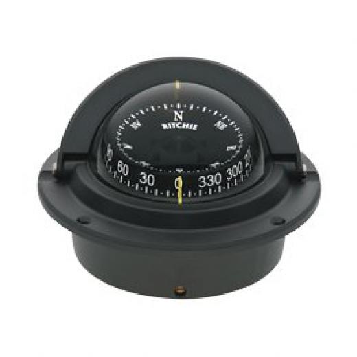 Ritchie Kompass Modell Voyager F83 12V Einbaukompass Rose Ø76 2mm 5º schwarz Wheel Mark