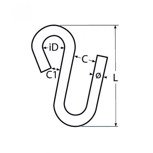 S-Haken ohne Sicherung