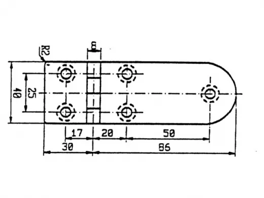 Scharnier 116x40mm 90°