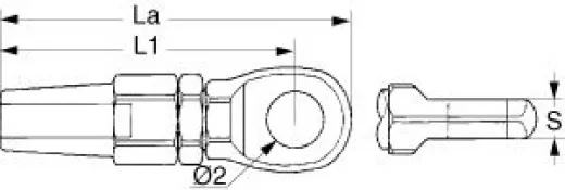 Schraubterminal mit Auge für 7mmØ AISI316 JAW