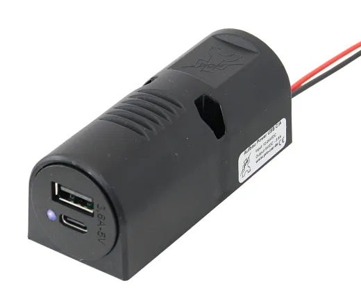 USB Doppel-Aufbausteckdose C/A 12-24V mit LED-lose-