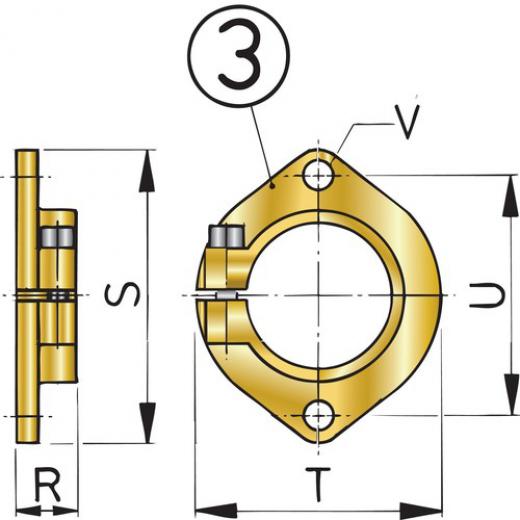 Vetus Montageflansch für Stevenrohr Ø 25mm