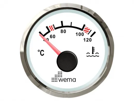 Wema NMEA2000 Silber-Serie Anzeige Wassertemperatur weiß