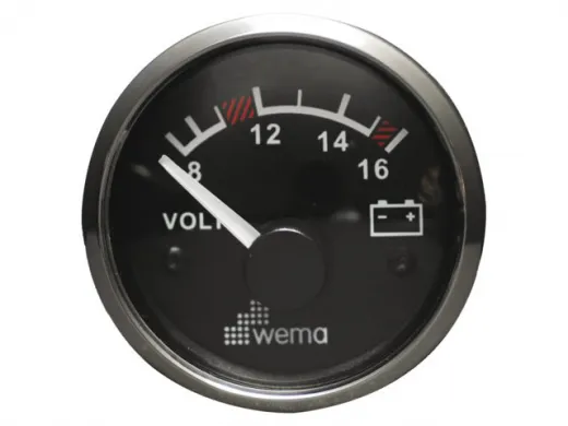 Wema Silber-Serie Anzeige Voltmeter 12V schwarz