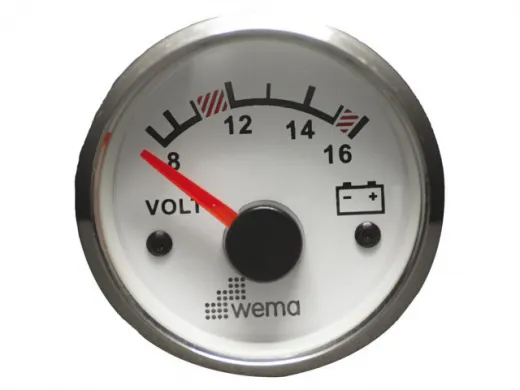 Wema Silber-Serie Anzeige Voltmeter 12V weiß