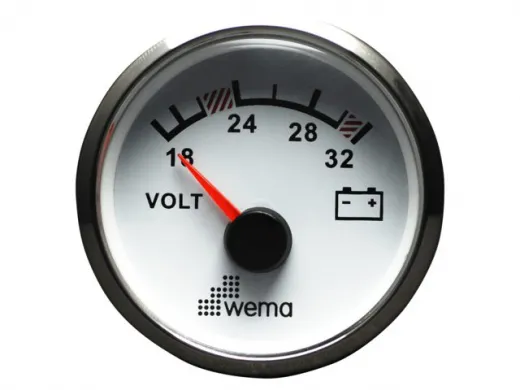 Wema Silber-Serie Anzeige Voltmeter 24V weiß