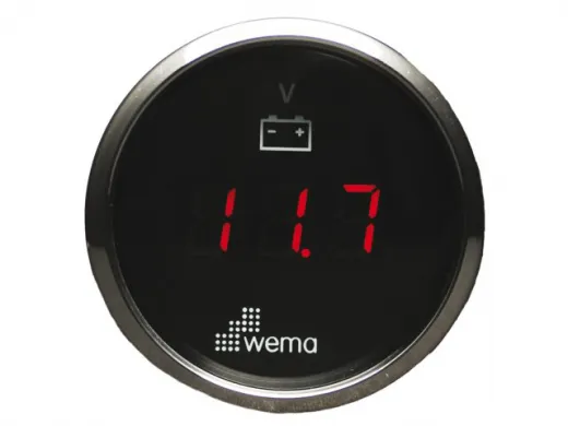 Wema Silber-Serie Anzeige Voltmeter-LED 12V schwarz