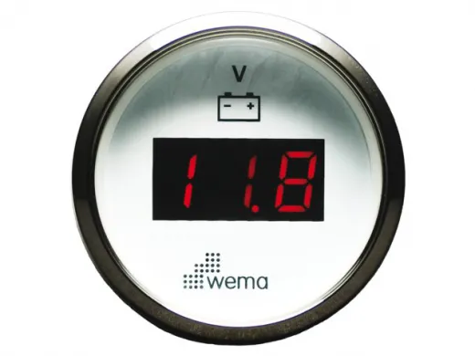 Wema Silber-Serie Anzeige Voltmeter-LED 12V weiß