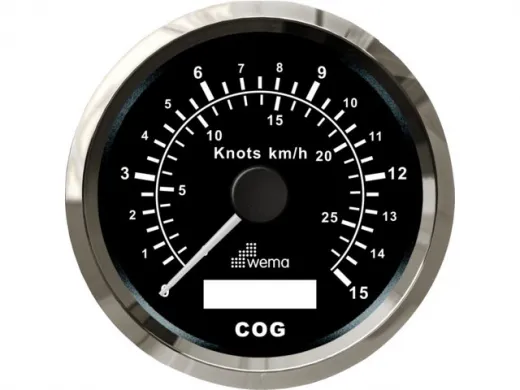 Wema Silber-Serie GPS-Speedometer Analog schwarz 15kn/27km