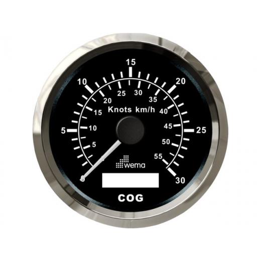 Wema Silber-Serie GPS-Speedometer Analog schwarz 30kn/54km