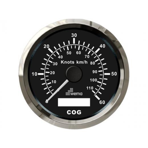 Wema Silber-Serie GPS-Speedometer Analog schwarz 60kn/110km