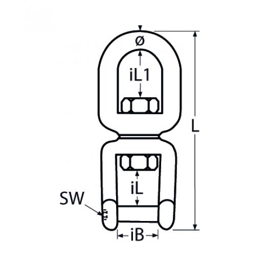 Wirbelschäkel Auge-Gabel mit Innensechskant