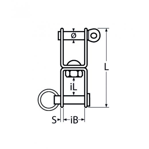 Wirbelschäkel flach Gabel-Gabel